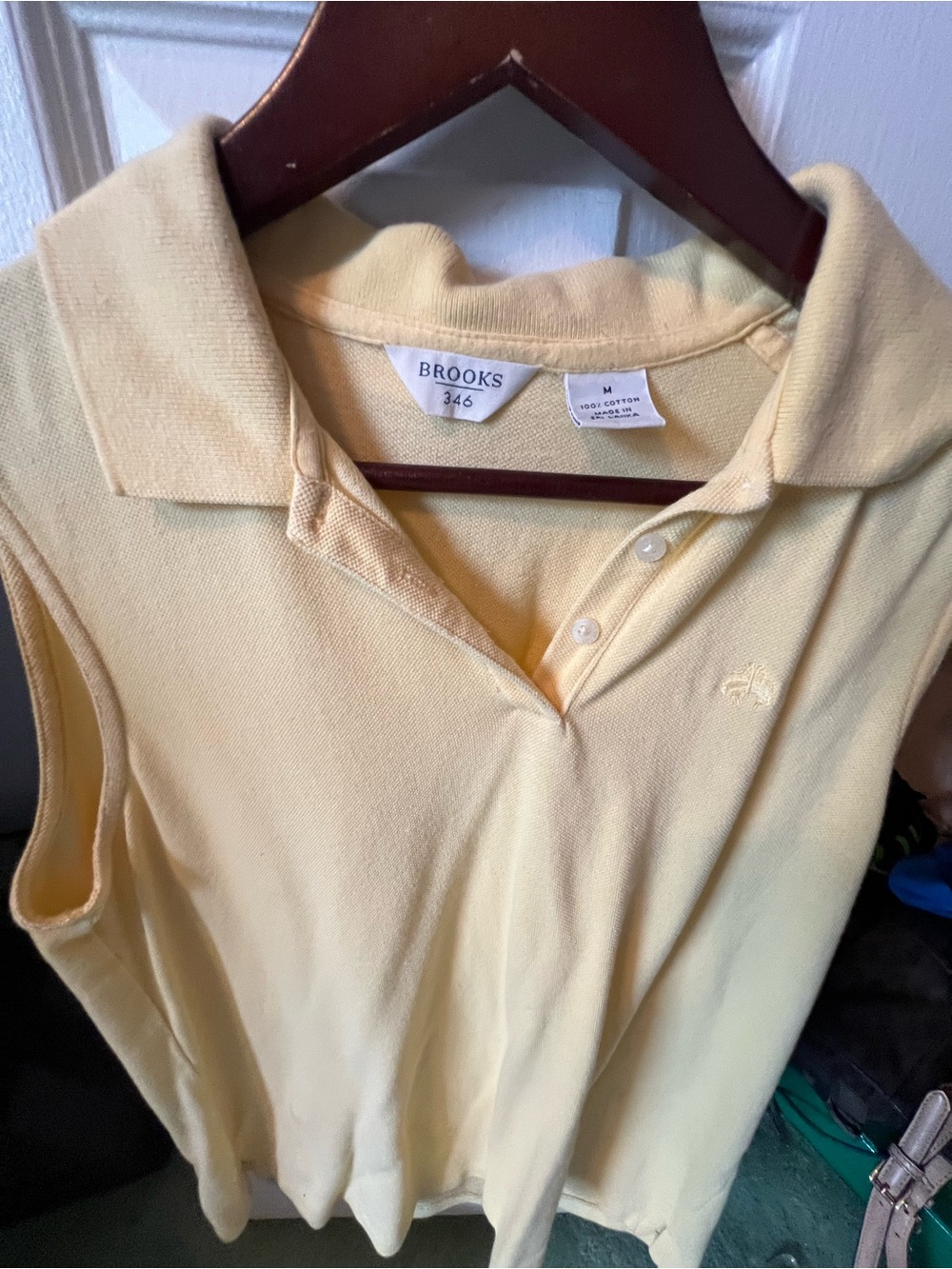 Brooks Sleeveless Polo Tank Top in Light Yellow